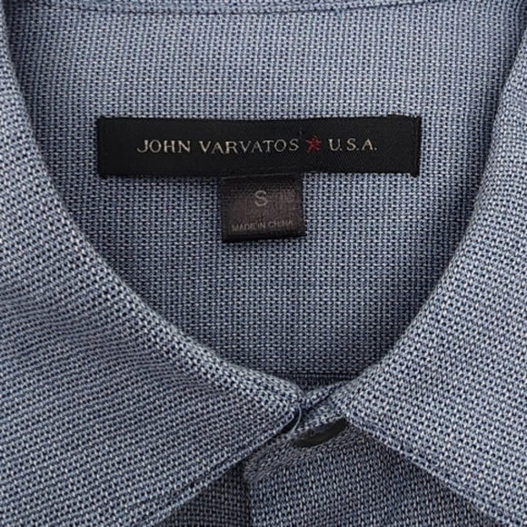 John Varvatos Mens Slim Fit Button Down Blue Dress Shirt Size Small. - Picture 12 of 14